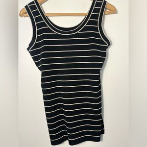 Exclusively Misook Black and Tan Striped Tank Shell Top XSmall  Shimmer